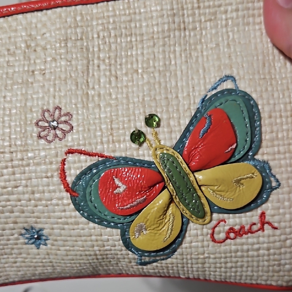 Coach EUC Multicolor Butterfly Clutch Straw. Rare - Picture 11 of 11